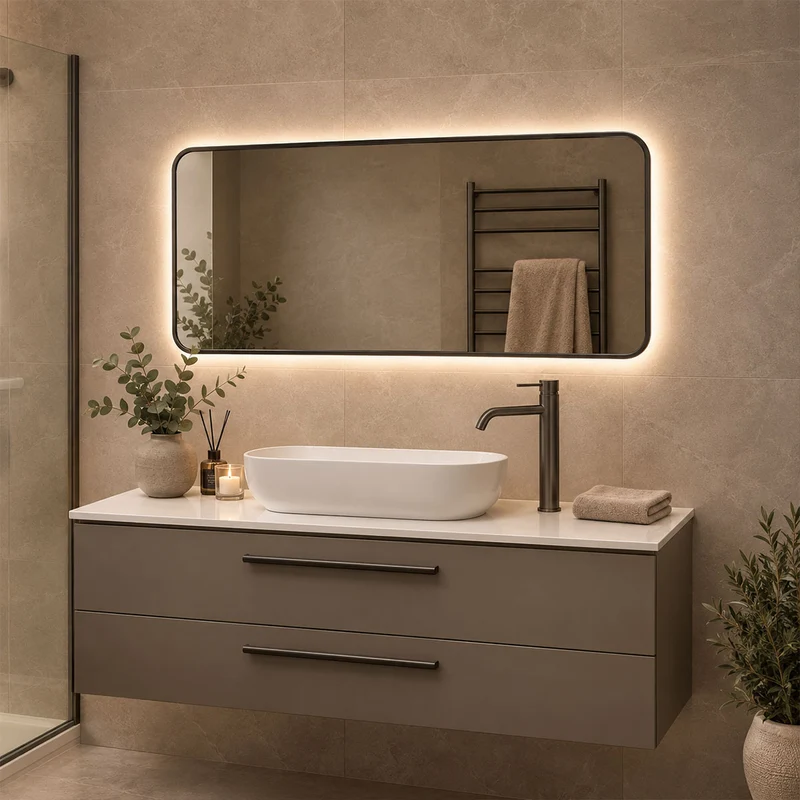 Gun Metal Frame 1200mm x 600mm Backlit LED Mirror with Colour Change