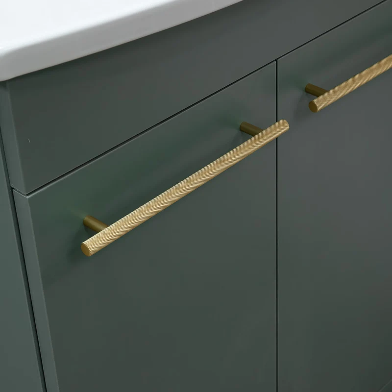 Luan 600mm 2 Door Floor Standing Vanity Unit & Basin - Sage Green