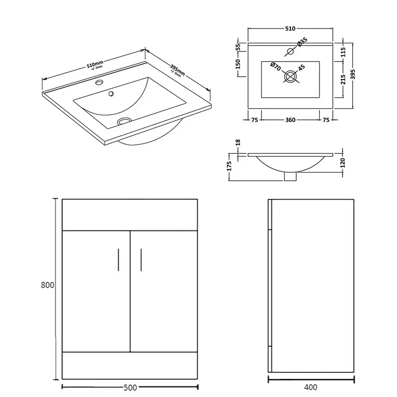 Bergo 500mm Vanity Unit, Tap & Toilet En-suite Deal