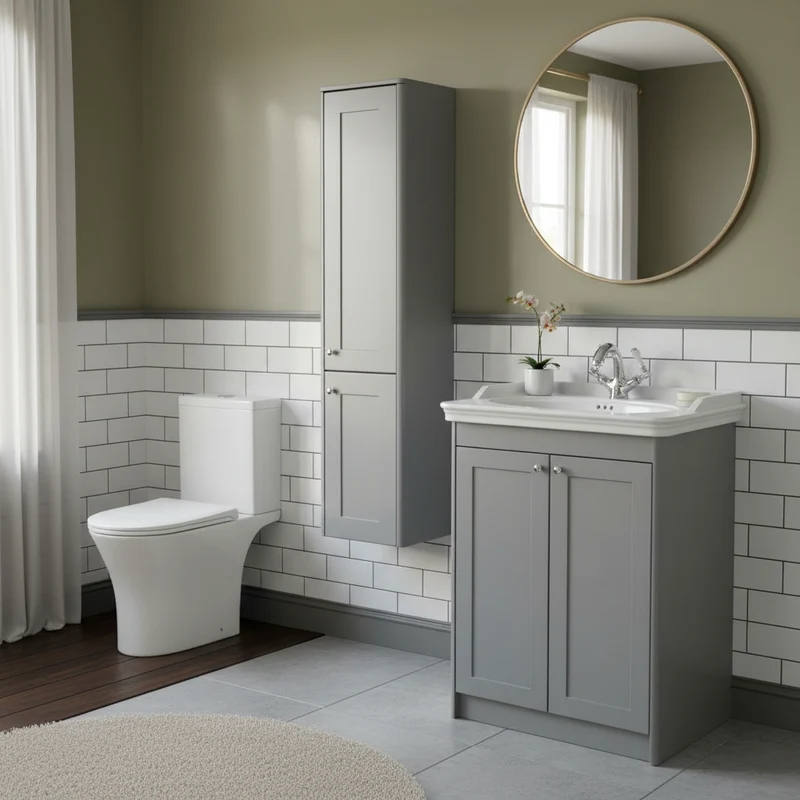 Victoriana Traditional Stone Grey Floor Standing Vanity Bundle