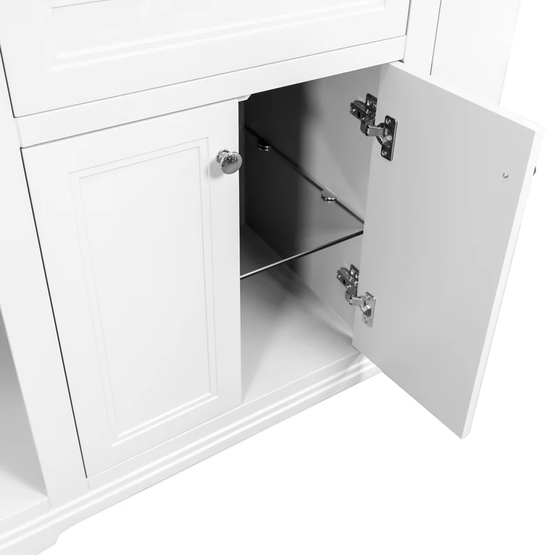 Kingsbury Classic Curved 1200mm Floor Standing Vanity Unit with Marble Worktop - White