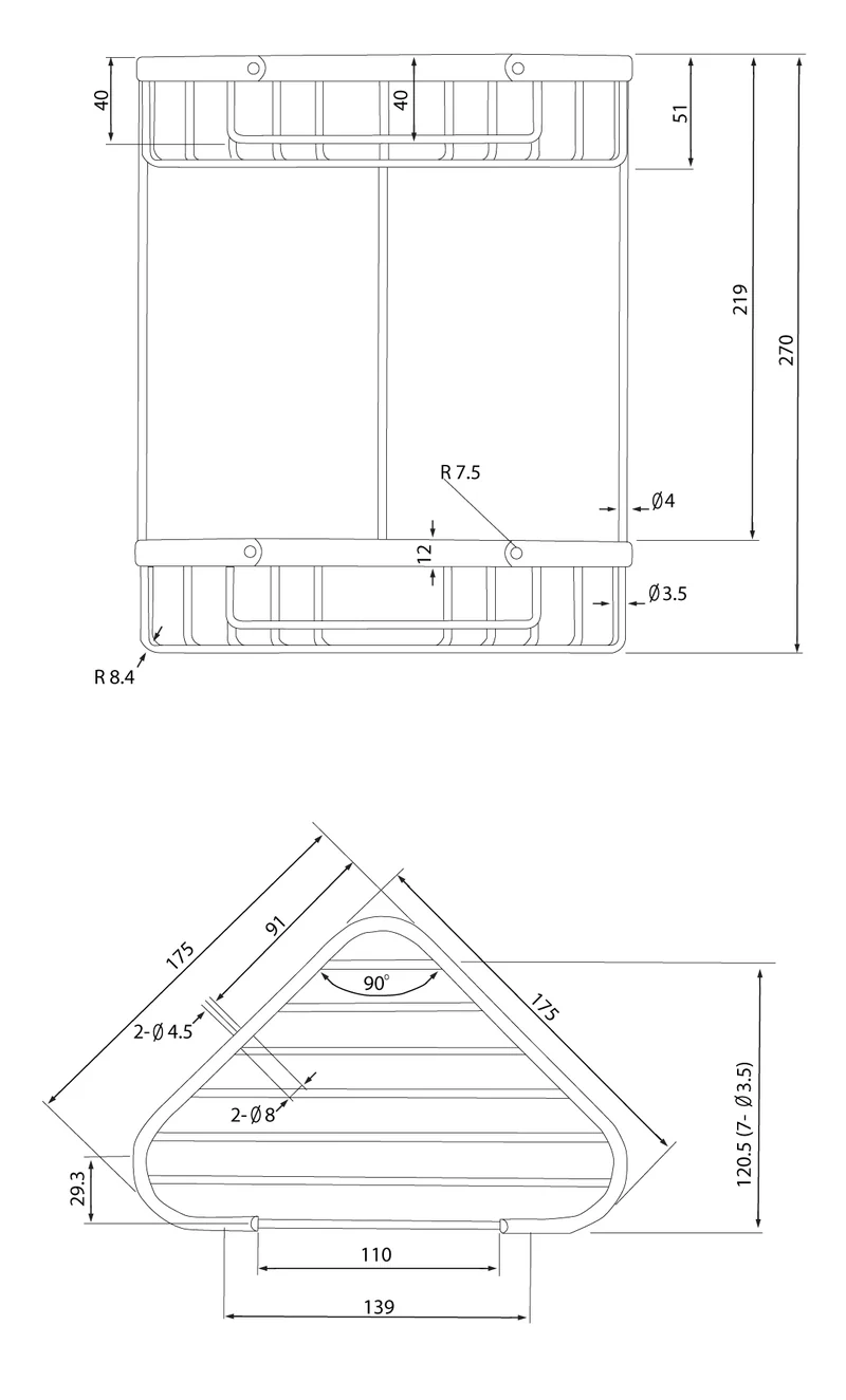 Double Corner Basket - Matt Black