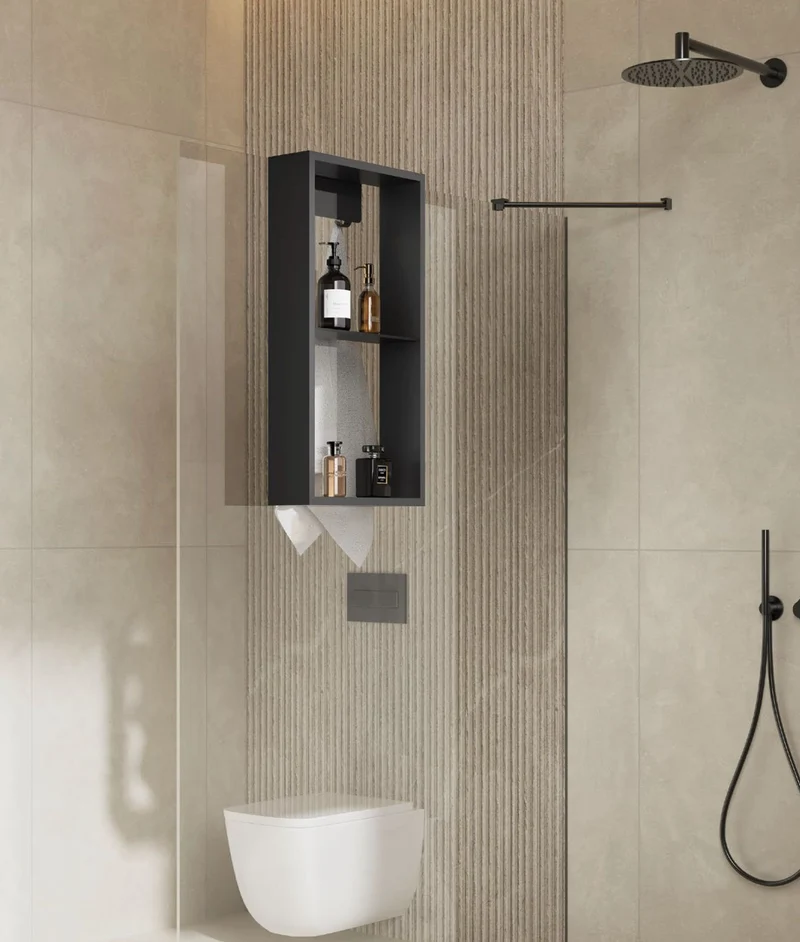 Eliseo Ricci 630mm x 330mm Hanging Shower Shelf - Black
