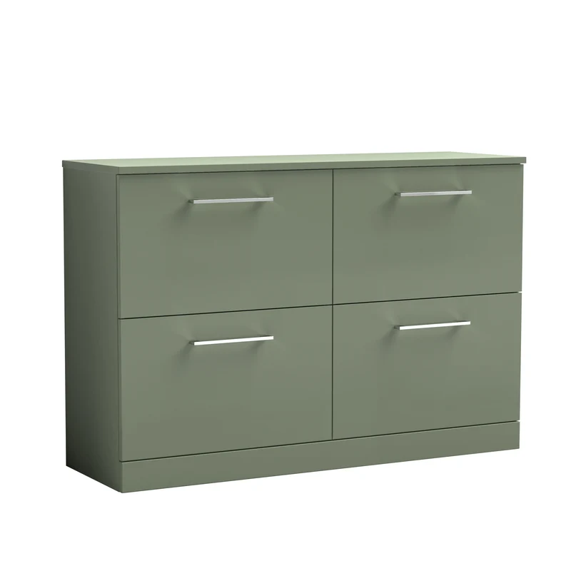 Lana 1200mm Floor Standing 4 Drawer Vanity Unit & Worktop - Green Satin