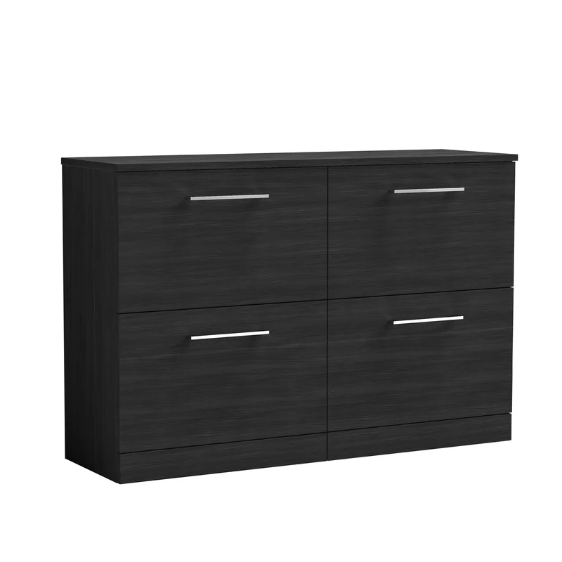 Lana 1200mm Floor Standing 4 Drawer Vanity Unit & Worktop - Charcoal Black Woodgrain