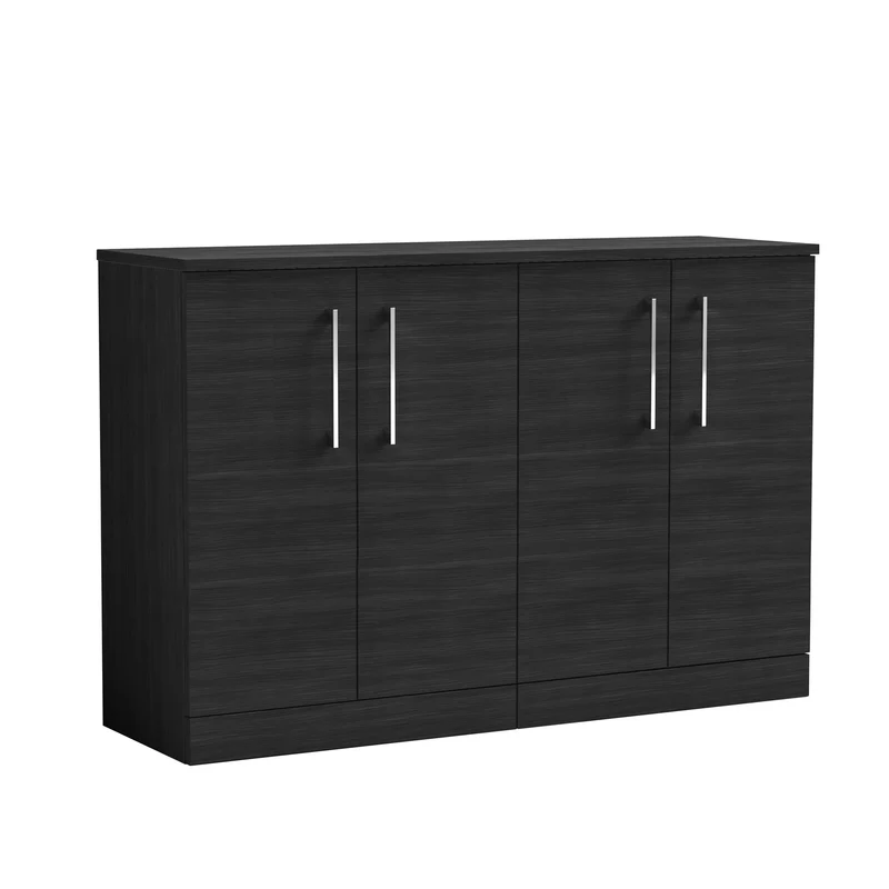 Lana 1200mm Floor Standing 4 Door Vanity Unit & Worktop - Charcoal Black Woodgrain