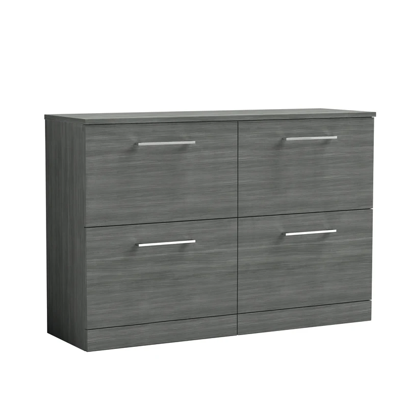 Lana 1200mm Floor Standing 4 Drawer Vanity Unit & Worktop - Anthracite Woodgrain