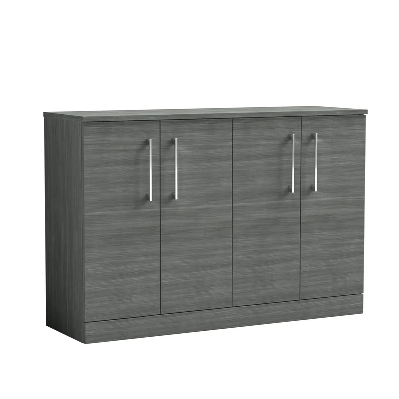 Lana 1200mm Floor Standing 4 Door Vanity Unit & Worktop - Anthracite Woodgrain
