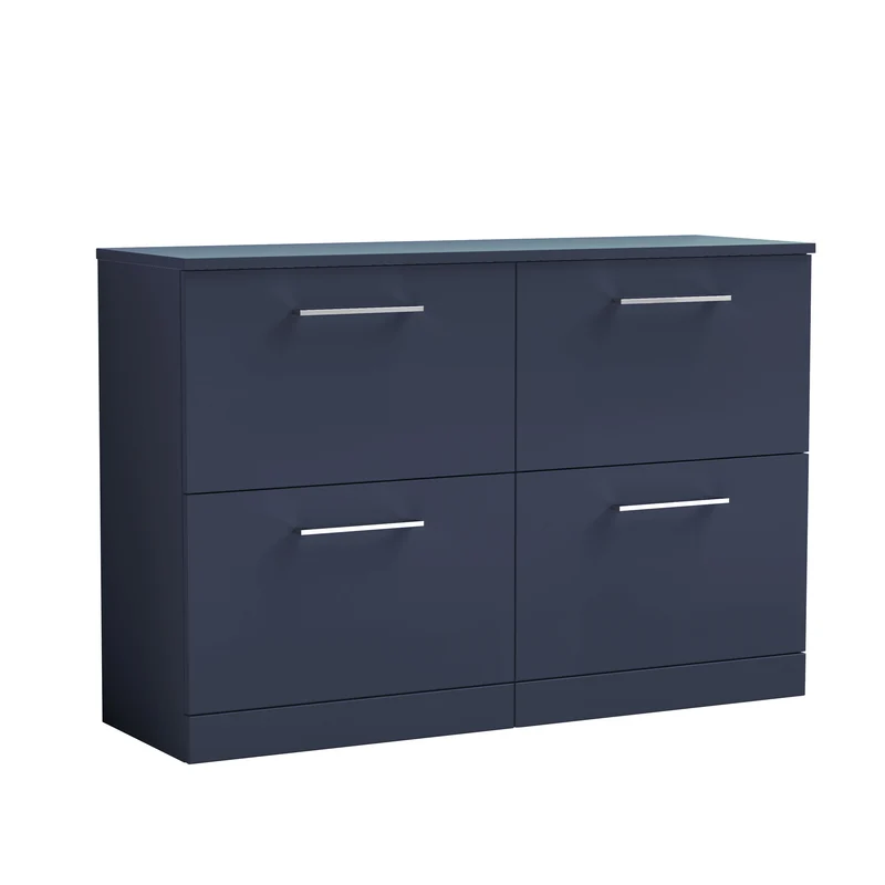 Lana 1200mm Floor Standing 4 Drawer Vanity Unit & Worktop - Midnight Blue Satin