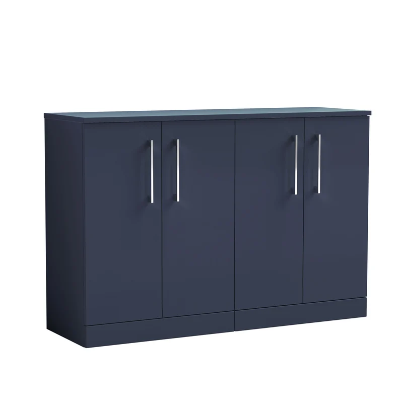 Lana 1200mm Floor Standing 4 Door Vanity Unit & Worktop - Midnight Blue Satin