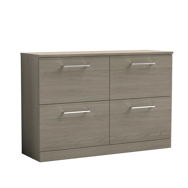 Lana 1200mm Floor Standing 4 Drawer Vanity Unit & Worktop - Solace Oak Woodgrain