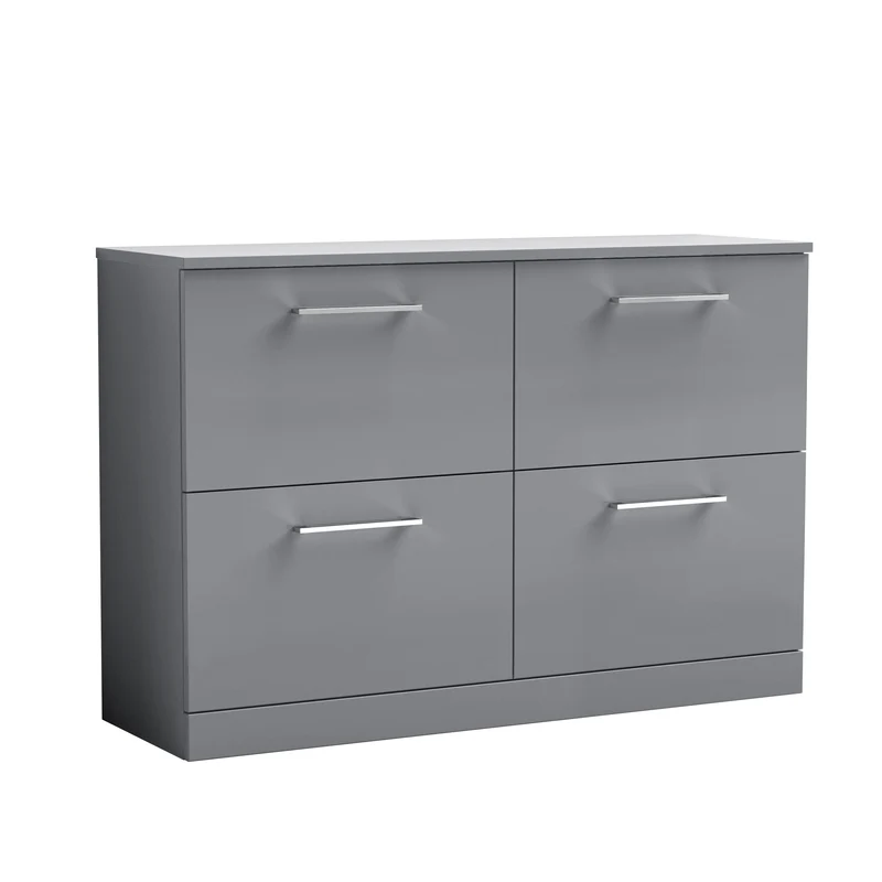Lana 1200mm Floor Standing 4 Drawer Vanity Unit & Worktop - Grey Satin