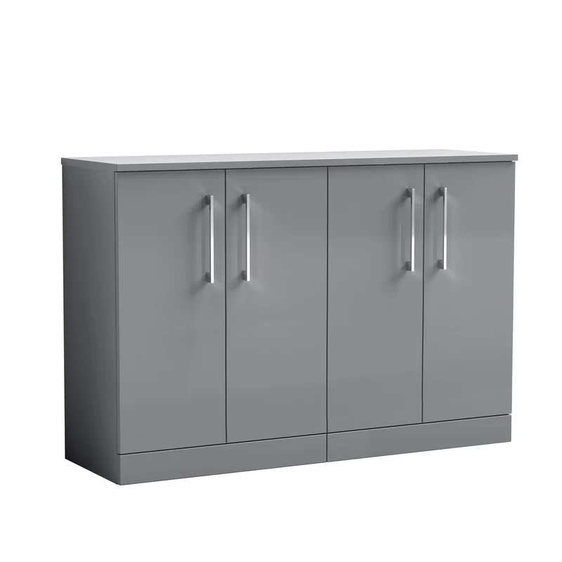 Lana 1200mm Floor Standing 4 Door Vanity Unit & Worktop - Grey Satin