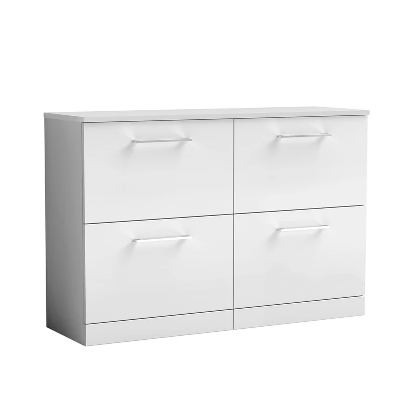 Lana 1200mm Floor Standing 4 Drawer Vanity Unit & Worktop - White Gloss
