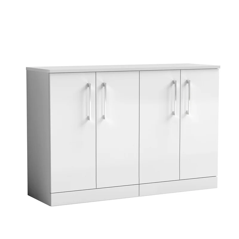 Lana 1200mm Floor Standing 4 Door Vanity Unit & Worktop - White Gloss
