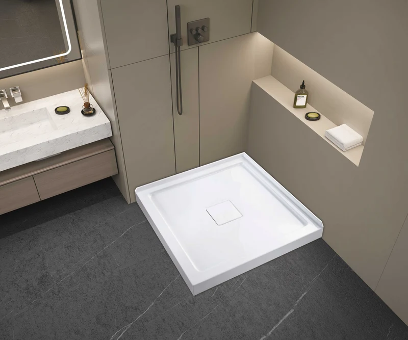 Douche (Base et Vitres inclus) noire 36"X36" en coin