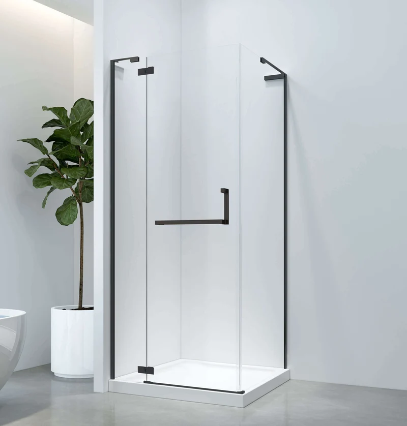Douche (Base et Vitres inclus) noire 36"X36" en coin