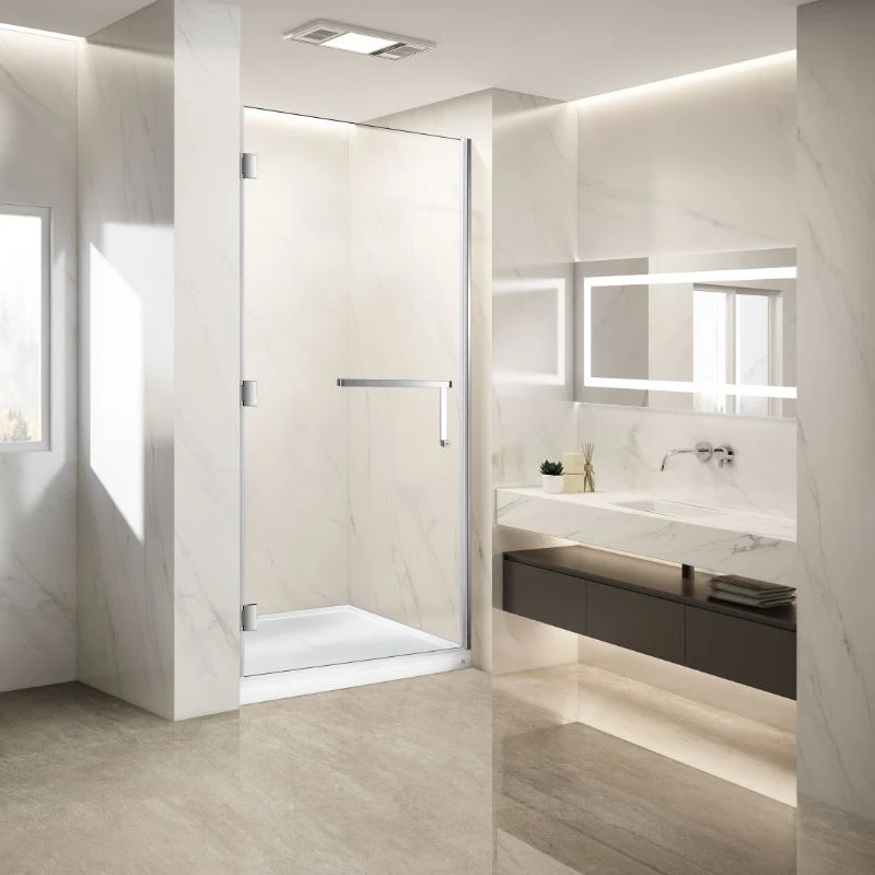Douche (Base et Vitres inclus) chrome 36"X36" en alcôve