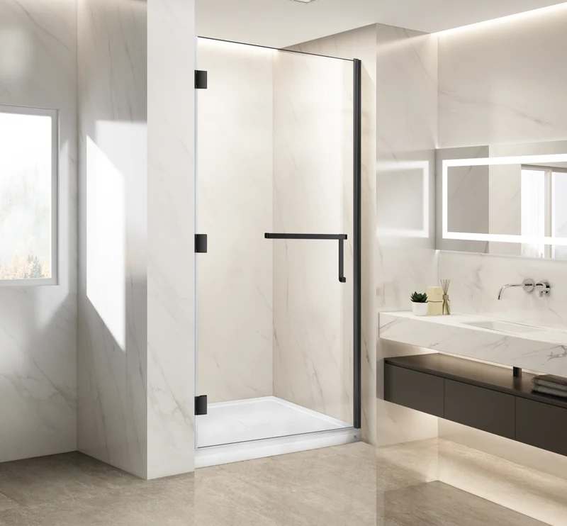 Douche (Base et Vitres inclus) noire 36"X36" en alcôve