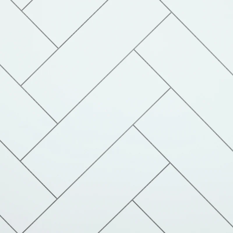 Mur de douche en PVC effet céramique à motif chevron blanc 48 po x 96 po