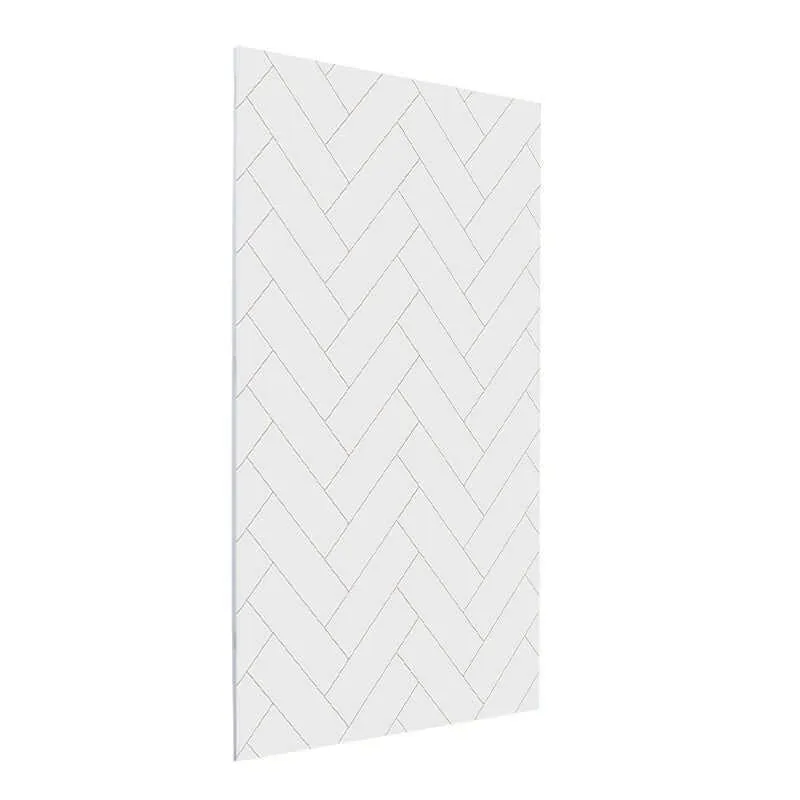 Mur de douche en PVC effet céramique à motif chevron blanc 48 po x 96 po