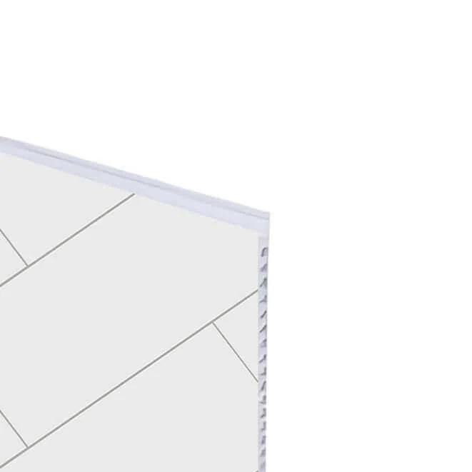 Mur de douche en PVC effet céramique à motif chevron blanc 48 po x 96 po