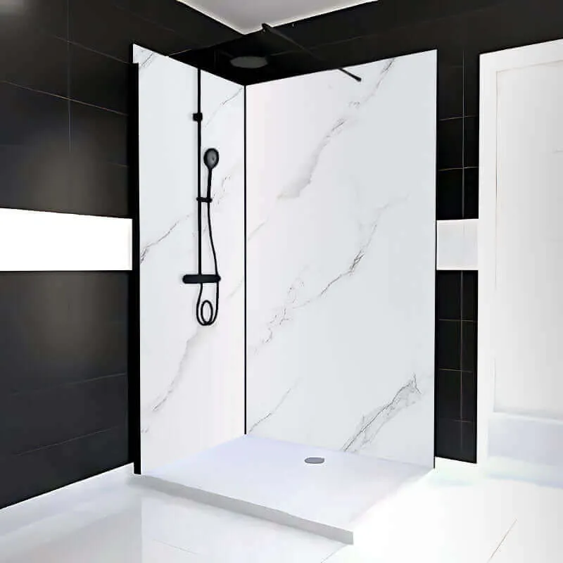 Mur de douche en PVC effet marbre blanc lustré 48 po x 96 pouce