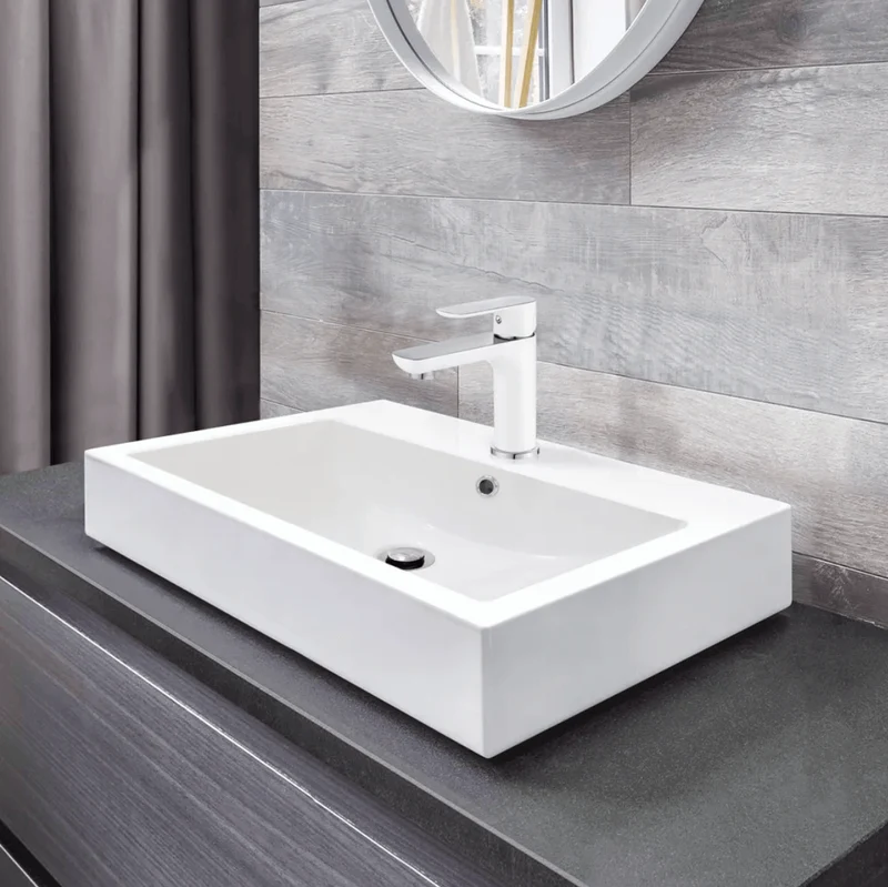 Lavabo rectangulaire 683B, porcelaine 20 x 14 1/4 x 5 1/4 po blanc