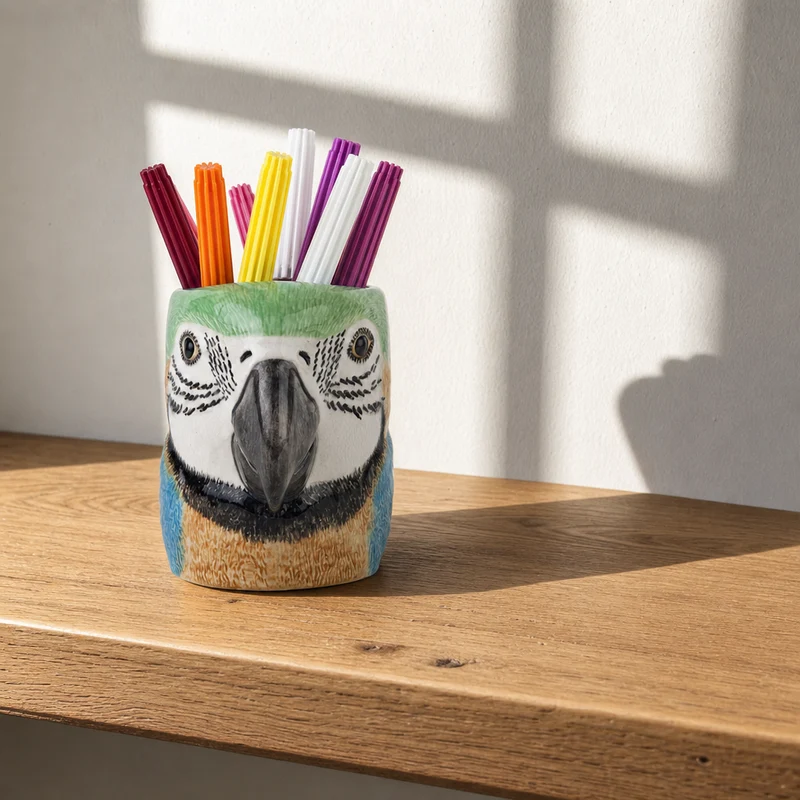 Papegøje vase i stentøj, blyantholder – Quail