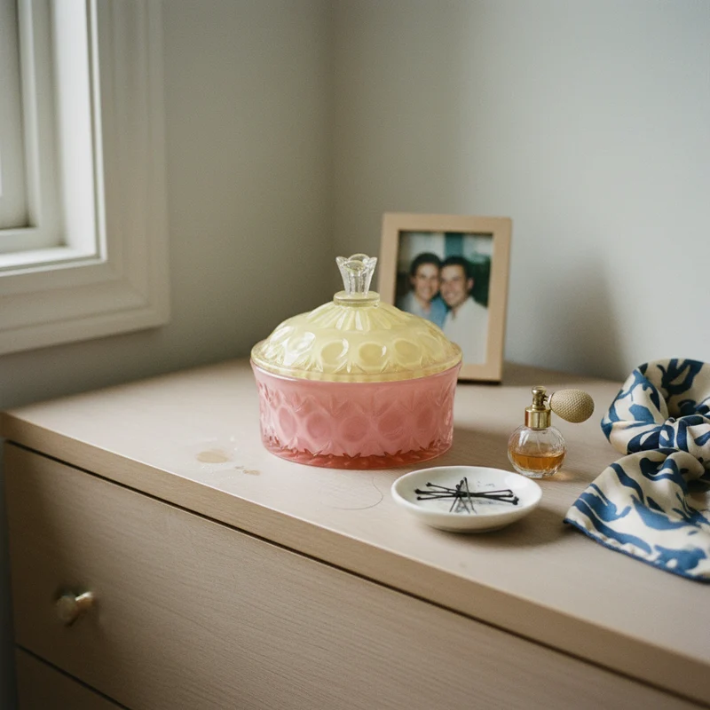 Bonbonniere i glas, pink/gul – EJA