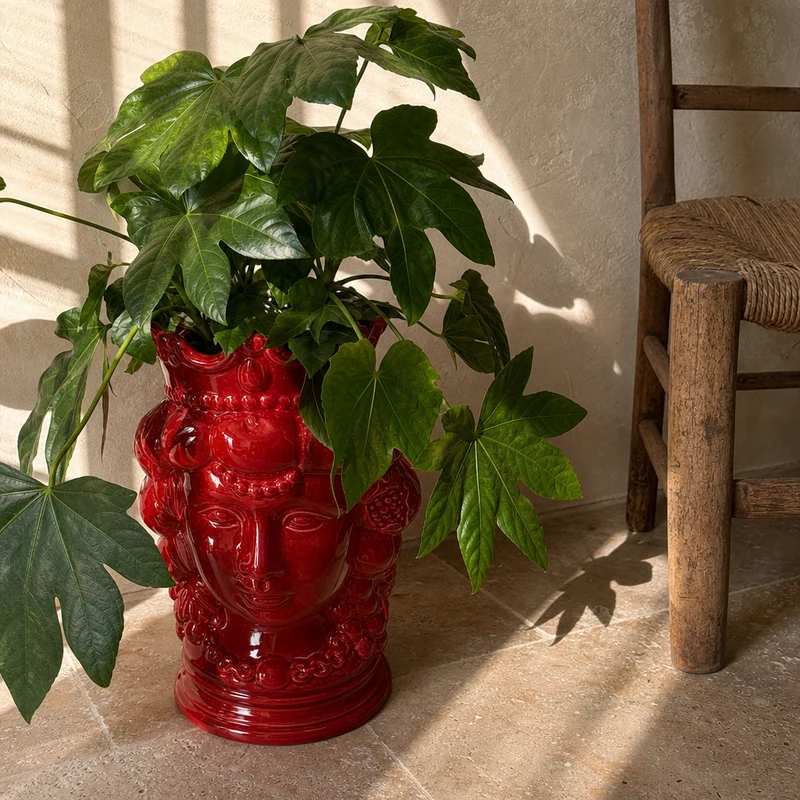 Rød kvinde vase i keramik – 30 cm (Testa di Moro)