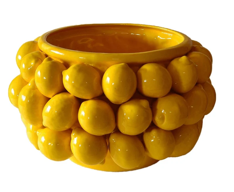 Stor citron potteskjuler i keramik – 25x45 cm