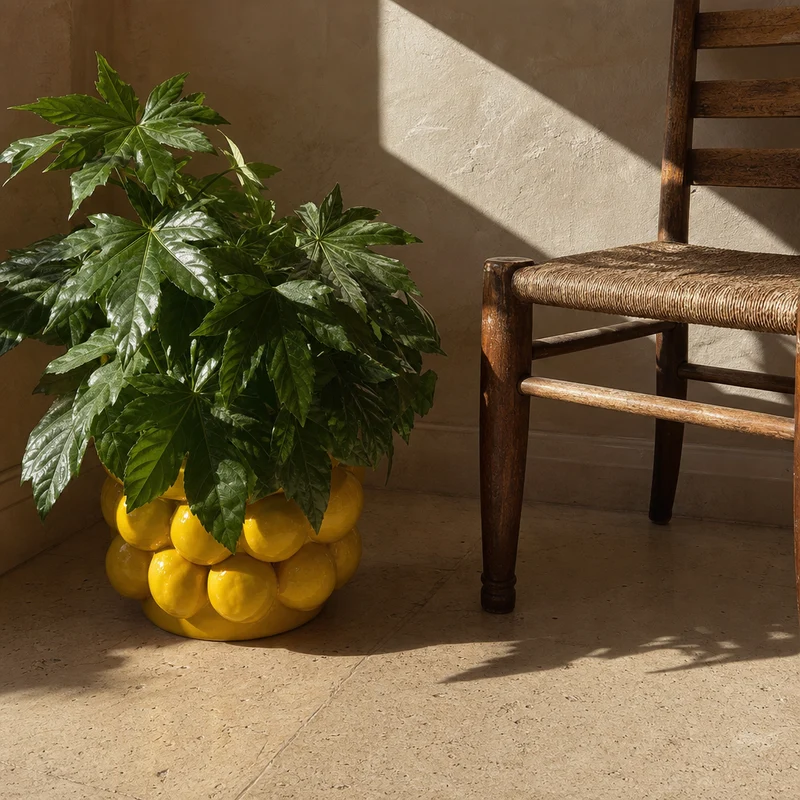 Stor citron potteskjuler i keramik – 25x45 cm