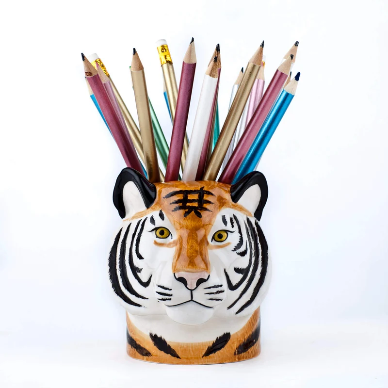 Tiger vase i stentøj, blyantholder – Quail