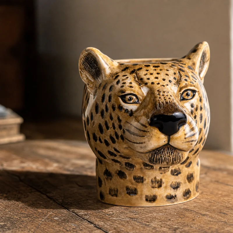 Leopard vase i stentøj, lille – Quail