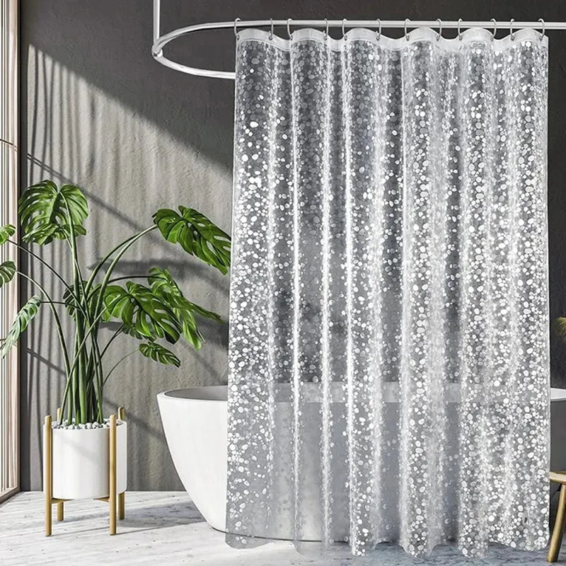 Rideau de douche transparent effet galets