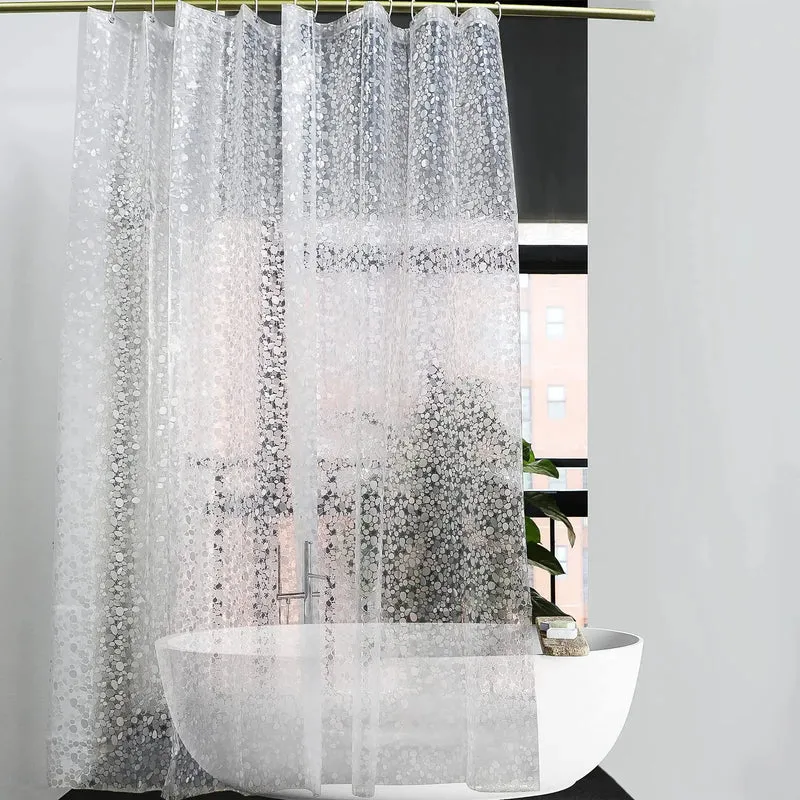 Rideau de douche transparent effet galets