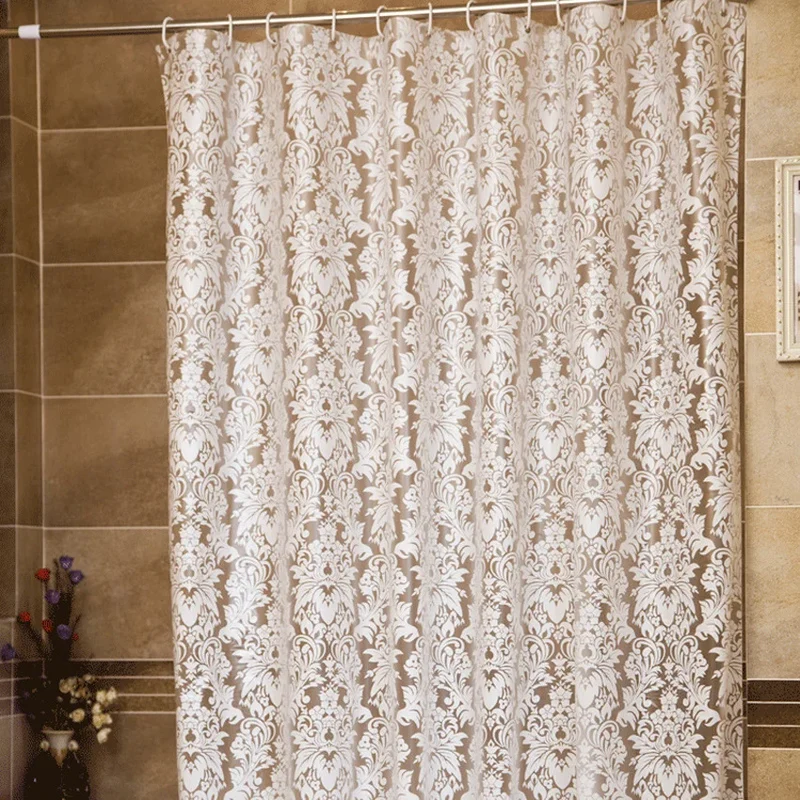 Rideau de douche transparent à fleurs