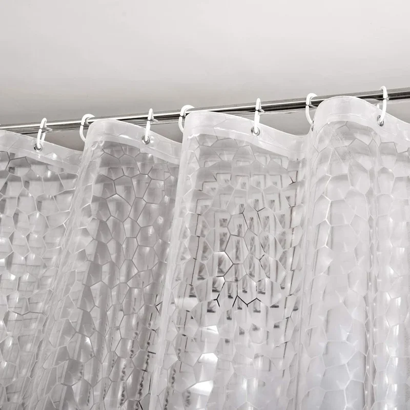 Rideau de douche transparent effet cubes d'eau