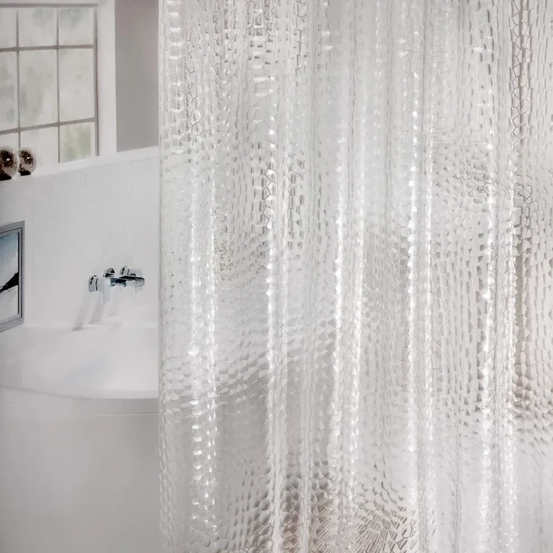 Rideau de douche transparent effet cubes d'eau