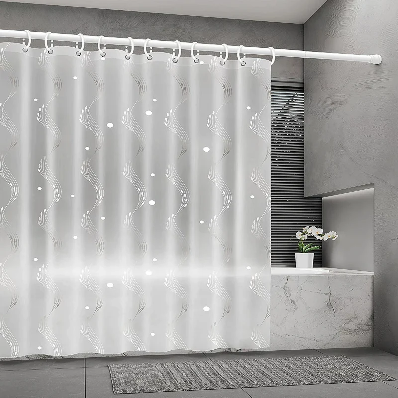Rideau de douche transparent à lignes courbes