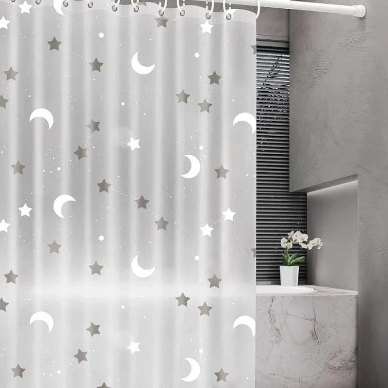 Rideau de douche transparent lune et étoiles