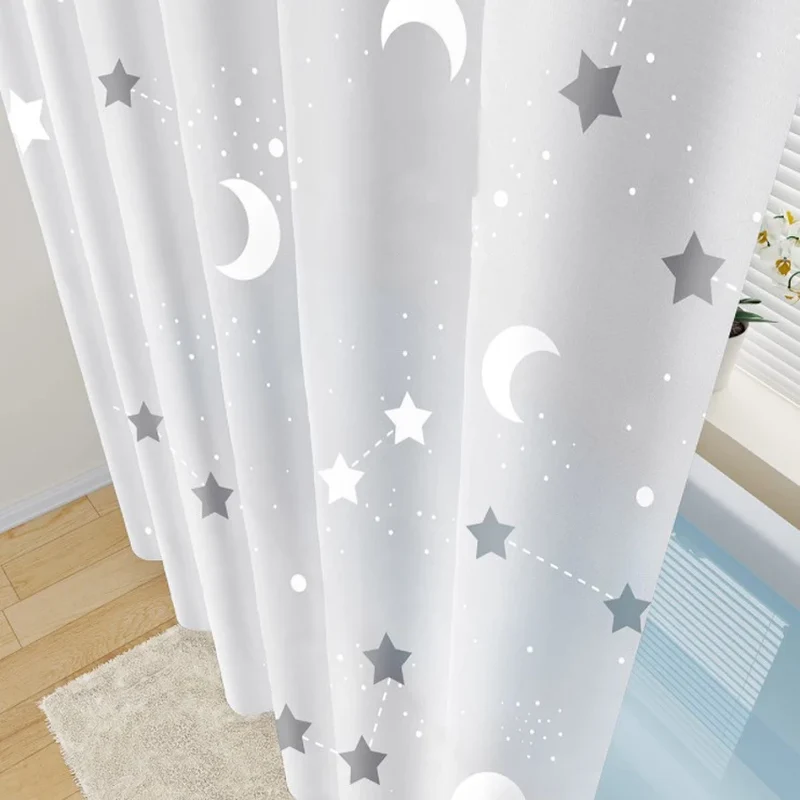 Rideau de douche transparent lune et étoiles