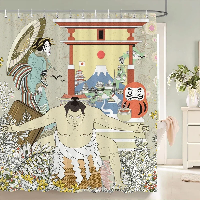 Rideau de douche sumo japonais