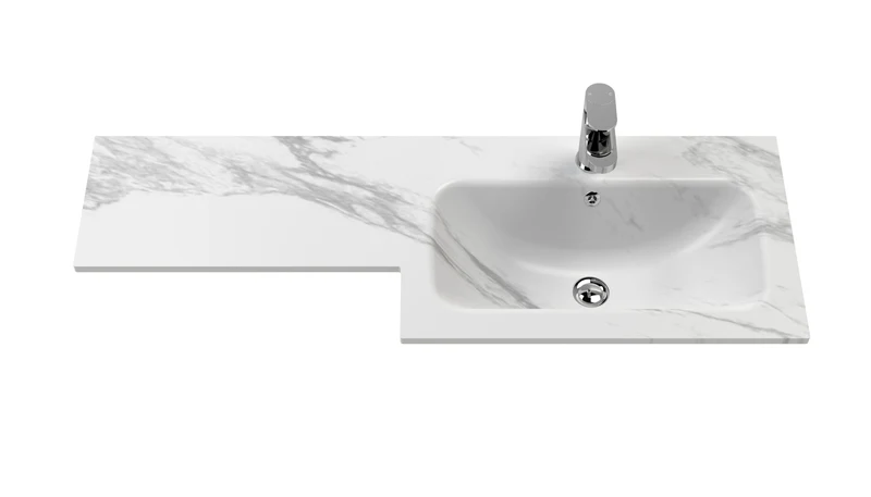 Lana 1100mm Basin & WC Combination Unit With Marble Stone Basin Right Hand - White Gloss