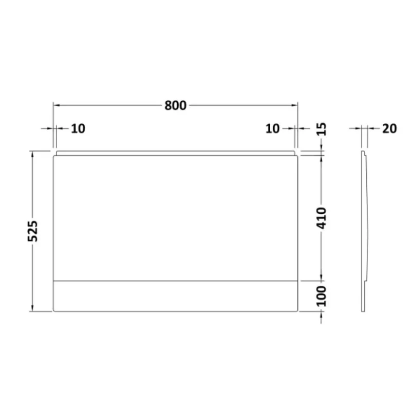 Ultra Strength Bath End Panel 800mm - White Gloss