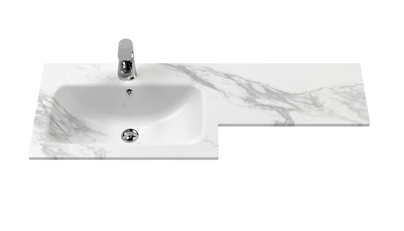 Lana 1100mm Basin & WC Combination Unit With Marble Stone Basin Left Hand - Green Satin