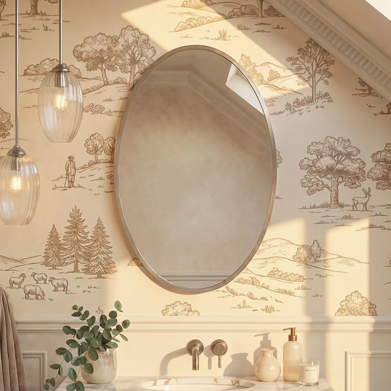 Delphine Oval Mirror 55 x 80cm - Brushed Nickel