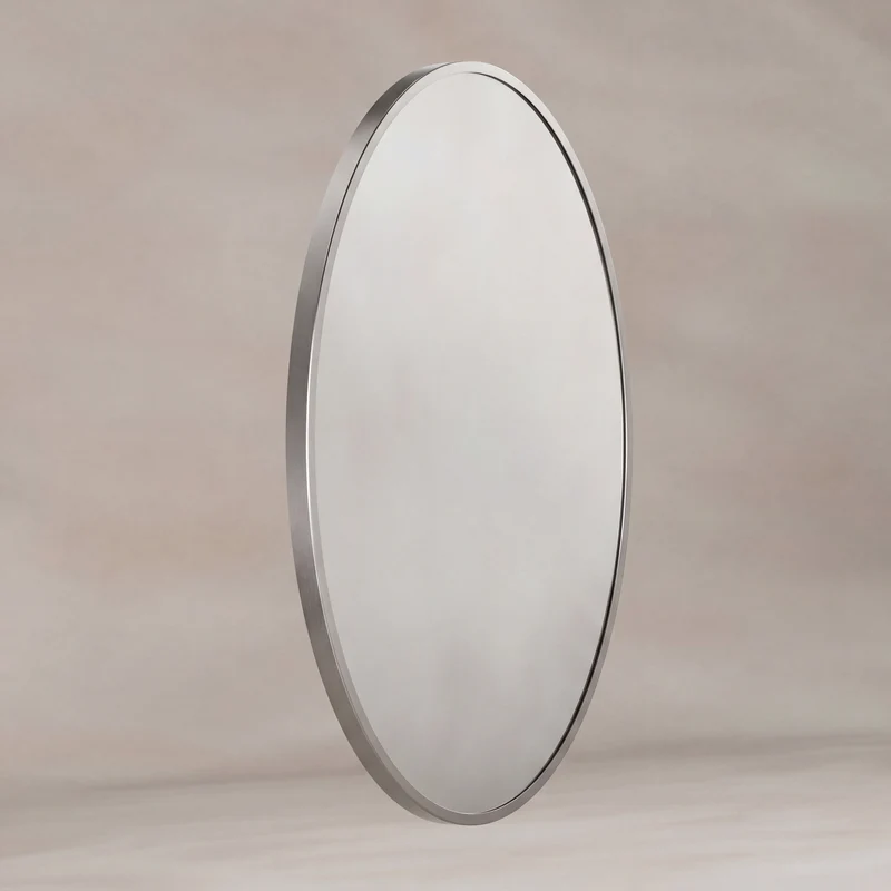 Delphine Oval Mirror 55 x 80cm - Brushed Nickel