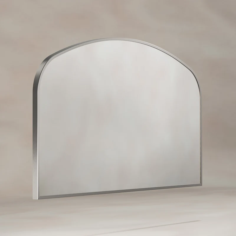 Delphine Overmantel Arch Mirror 120 x 70cm - Brushed Nickel